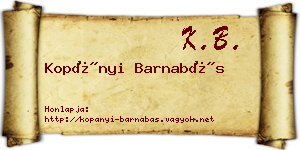 Kopányi Barnabás névjegykártya