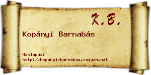 Kopányi Barnabás névjegykártya