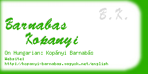 barnabas kopanyi business card