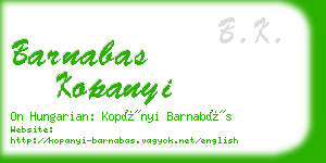 barnabas kopanyi business card